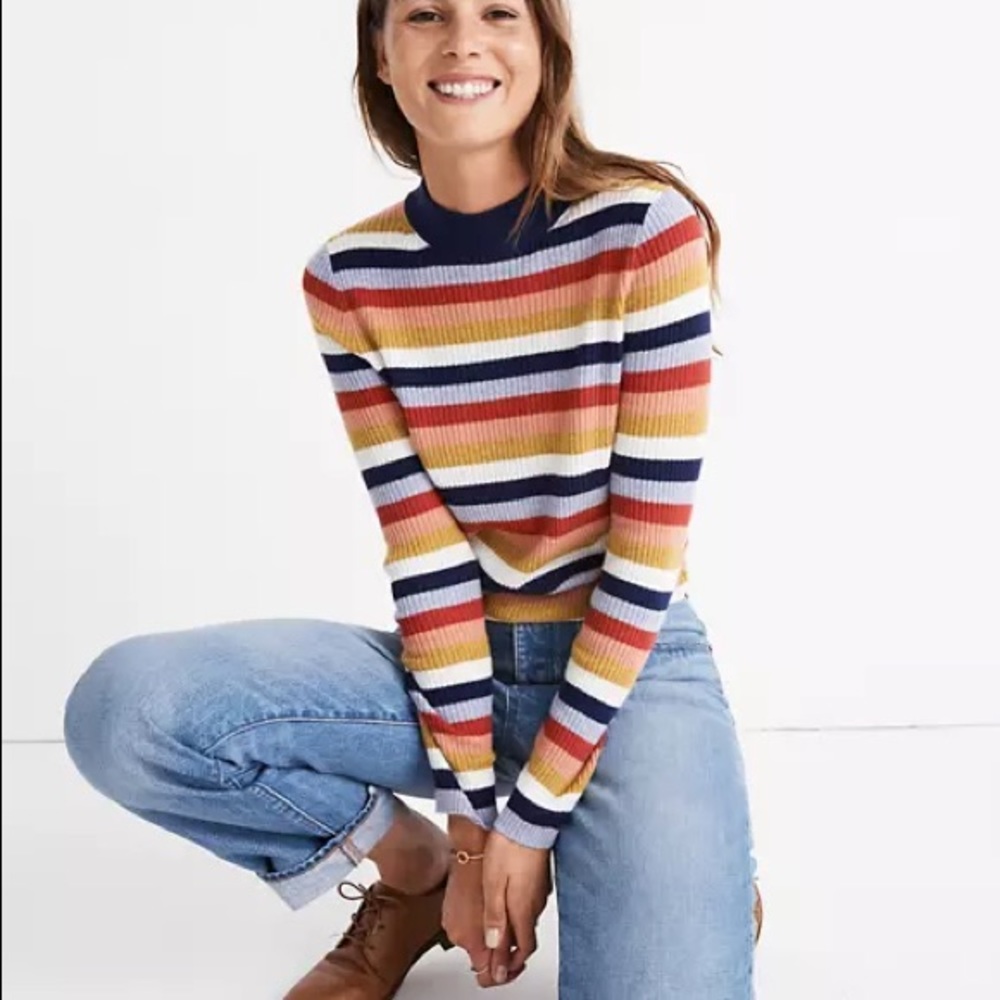 Mockneck Pullover Sweater in Stripe!